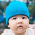 Sky blue knitted baby beanie hat for toddlers showing soft wool texture and snug fit - Adjustable / Deep Lake Blue