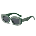 Occhiali da sole cat-eye verdi con strass e protezione UV stile vintage Y2K - Montatura Verde Lenti Grigie