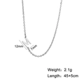Silver stainless steel sideways initial M necklace with precise 12mm pendant dimensions - M