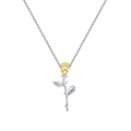 Elegant S925 sterling silver two-tone rose flower pendant necklace for women - 925 Silver / Silver