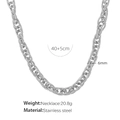 Collana a catena intrecciata in acciaio inossidabile argento 6mm, lunghezza 40+5cm - Collana / XL76 Collana Argento