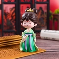 Ancient Chinese lady figurine in green traditional dress holding a book scroll ornament - Large Size Holding Book E