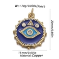 Macro view of blue enamel evil eye pendant with dimensions and copper material details - Blue Evil Eye (CX140-5)