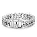 Bracciale gotico in acciaio inossidabile argento con chiusura a teschio grande - Argento Lucido