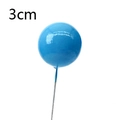 Décoration de gâteau sphère bleue brillante de 3cm avec tige métallique pour fête - 3CM de diamètre / Bleu