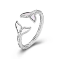 Elegant fishtail shell ring in titanium steel with a minimalist open-ended design - 5# / Steel