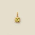 Square yellow zircon birthstone pendant in gold plated titanium steel settings - August Pendant (Peridot Green)