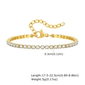 Detailed size specifications for gold tennis bracelet with cubic zirconia and lobster clasp - Tennis Bracelet Style (BR-1241) / Gold