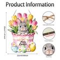 Easter floral bunny wooden door sign with Happy Easter greeting and tulip details - Flower Basket Bunny Happy Easter Style (Y26Y90027_Q)