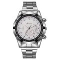Luxurious Geneva men's business quartz watch with silver steel band and 3ATM waterproof - White