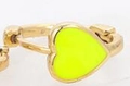Golden heart-shaped hoop earrings with vibrant neon yellow enamel finish - Yellow
