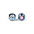 Perla in vetro zodiaco blu metallizzato con simbolo Leone bianco per creazione gioielli - Leone