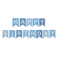 Blue Happy Birthday banner with gold foil swallowtail flags for party decorations - Light Blue Dark Blue Birthday Banner