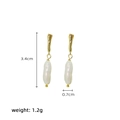 Boucles d'oreilles vintage en perles baroques dorées avec dimensions et poids - Boucles d'oreilles