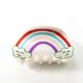 Rainbow claw clip with smiley clouds and colorful stripes for elegant hair styling - Cloud Rainbow