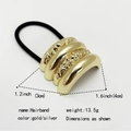 Detailed size specifications for gold metallic textured shell hairband with dimensions - Hammered Texture Four-section / Gold