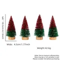 Mini 4.13 inch Christmas tree with red and green pine needles on round wooden base - Set of 4 / Red Green Gradient