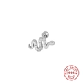 Sterling silver snake stud earrings with sparkling zircon stones and screw back - #22 Pave Snake / Platinum-Single