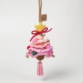 Handmade pink crochet Christmas tree pendant with yellow star and festive tassels - Christmas Tree Car Hanging (Tassel) - Gradient Pink