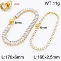 Lot de 2 bracelets tennis dorés avec zircons et fermoir magnétique pour femmes - Ensemble Style A & B Or (KB163487-Z)