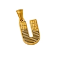 Gold plated stainless steel pendant featuring capital letter U with textured surface - U-Single Pendant