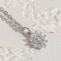 Silver Virgin Mary sunburst pendant necklace with cubic zirconia pavé and cable chain - Sunburst Virgin Mary / Silver