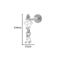 Titanium flat back stud with shimmering heart-shaped and marquise cubic zirconia stones - 0194-4# Silver Square Teardrop Dangle