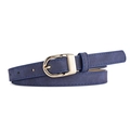 Elegant blue frosted PU leather belt with a golden oval buckle for women's dresses - Regular / Navy Blue