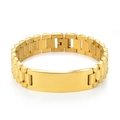 Bracciale a maglie in acciaio inossidabile dorato con piastra rettangolare incidibile - Largo 1,2 cm / Oro