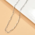 Detail of silver O-shaped metal chain extension with high-polish finish for DIY jewelry - 7# 4.5mm Long and Short Handmade Chain (1m)