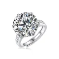 Moissanit-Ring aus S925 Sterlingsilber mit Sechs-Krallen-Fassung und verstellbarem Band - R11514 Moissanit-Stil / 10 Karat / Sechs-Zacken-Fassung