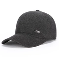 Gorra de béisbol de lana gris oscuro para hombre con placa metálica de logotipo - Ajustable / Gris
