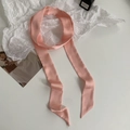 Elegant solid pink skinny silk scarf for hair styling or handbag handle decoration - 200cm / Traditional Pink