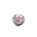 Polished heart-shaped purple lepidolite thumb worry stone with mottled textures - Phosphosiderite