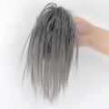 Messy grey claw clip hair bun extension with natural texture for voluminous updos - Dark Grey