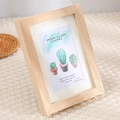 Natural wood photo frame with cactus art card in 4x6 inch size for desktop decor - 7" / Natural Wood Color