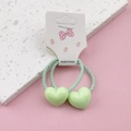 Paire d'élastiques à cheveux en résine vert clair en forme de cœur sur carte - Vert (1 Paire)