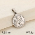 Colgante vintage de plata con relieve de madre e hijo, diámetro 18mm y peso 5g - Virgen con el Niño Redonda Color Acero (KP82260-Z) / 18mm