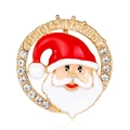 Golden enamel Christmas Santa Claus brooch with sparkling rhinestones and festive design - Santa Claus