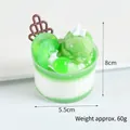 Realistic kiwi fruit ice cream sundae model with resin decorations 8cm height - Apple Green