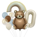 Teddy bear balloon set with cream number and rainbow for birthday party decoration - Matte Teddy Bear Set 0