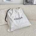 Minimalist white cotton drawstring storage bag with edition print on soft fabric background - 60*66cm / White