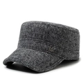 Gorra militar gris oscuro de lana para hombre con logotipo y textura de tweed - Ajustable / Gris