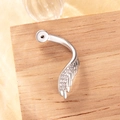 Silver wing ear piercing jewelry with sparkling zircon stones on wood background - Left Side Style (A338) / 0.8mm Thread