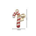 Christmas candy cane alloy pendant in red and white enamel finish with dimensions - 2323 Red White Cane