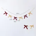 180cm Christmas velvet bow banner with red and gold bows for festive party decoration - Wine Red + Beige