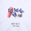 3D aurora crystal butterfly nail charms with blue purple gradient, 10x12mm size - MJ11 Phantom Purple