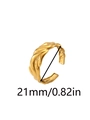 Measurement of 18k gold plated twisted open ring showing 21mm diameter size detail - Twisted Wave Style
