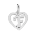 Heart-shaped stainless steel charm pendant featuring the letter F for DIY jewelry making - Letter-F / Silver