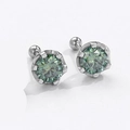 Classic silver stud earrings with round green gemstones and secure screw-back closure - 0.3 Carat (4mm) / Dark Green